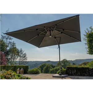 Truro Side Post Parasol (Base & Cover) Grey 3m LED